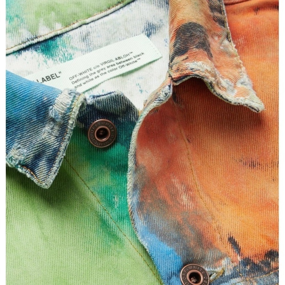 Off-White 2019 Multi-Color Tie-Dye Denim Jacket Virgil Abloh Mens XL - Picture 6 of 16